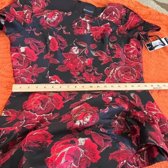 New Shani Women's Jacquard Boat Neck Tiered Dress size 16 Fit and Flare Regency - Picture 11 of 16